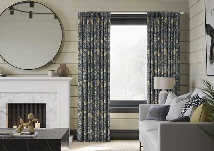 William Morris At Home Strawberry Thief, Woad - Made to Measure Curtains - Image 3